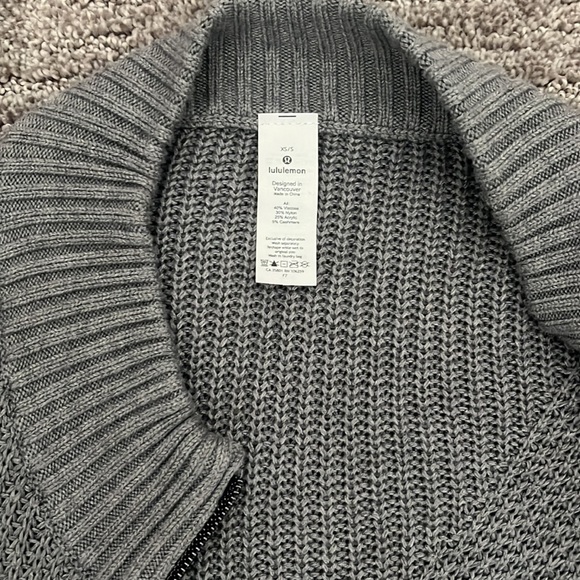 Lululemon light grey zip up sweater with no hood - Picture 2 of 3